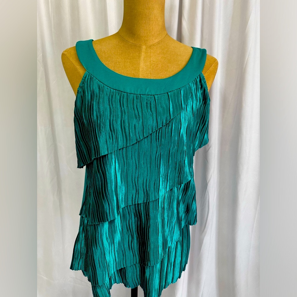 Deep turquoise top with fun layers
